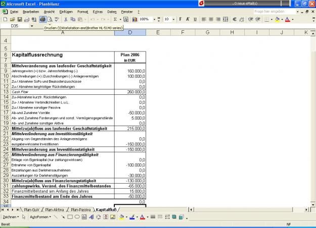 Kostenloses Excel Tool Plan G V Planbilanz Plan Kapitalflussrechnung